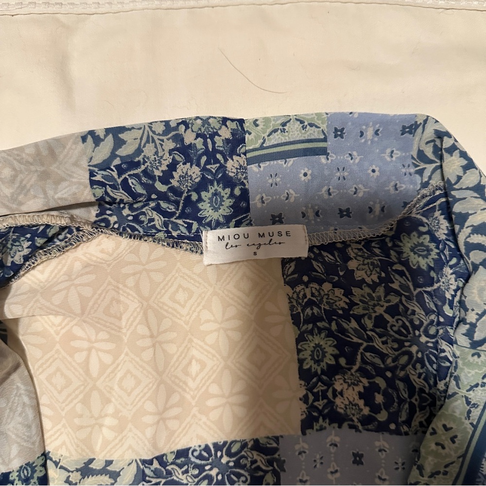 Women’s Blue Patchwork Button-Down Shirt - image 4